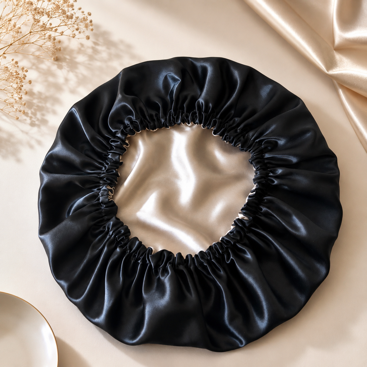 Bonnet de nuit pure soie bicolore