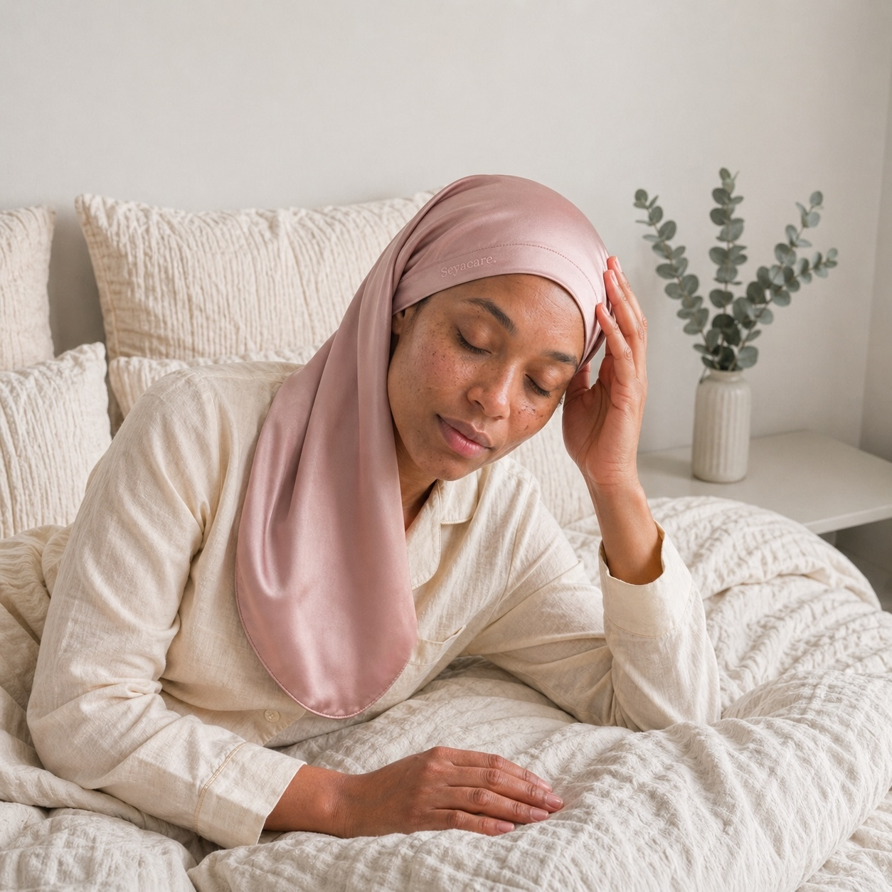 Bonnet de nuit pure soie double couche – Mi-Long