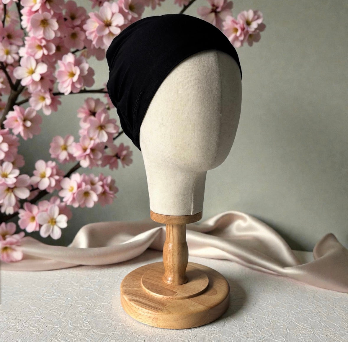Bonnet sous voile extensible – Intérieur Soie