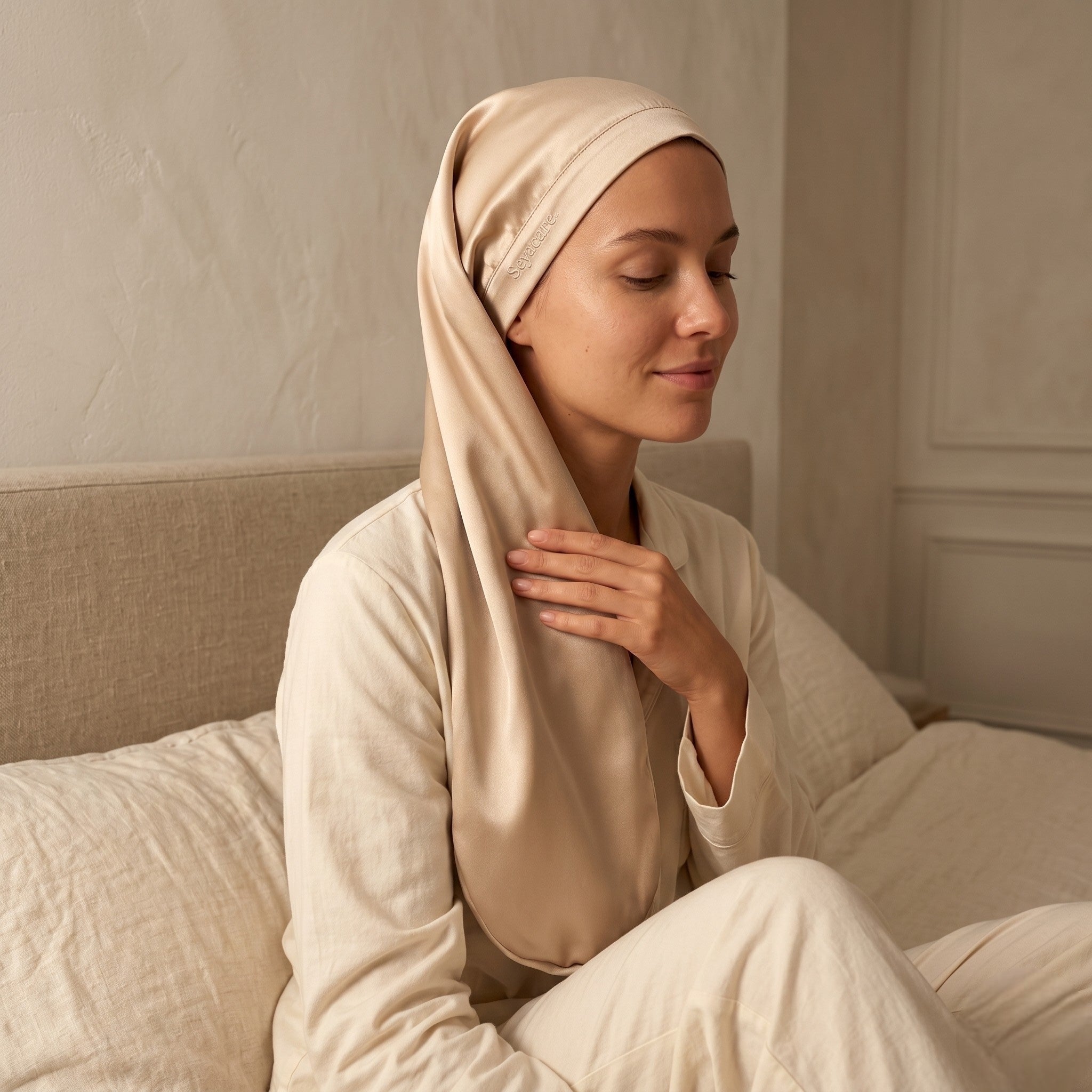 Bonnet de nuit pure soie double couche – Long