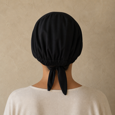 Bonnet sous-voile à nouer intérieur en soie XS